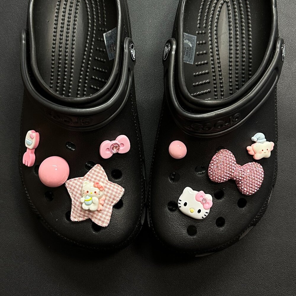 Kawaii Pink Hello Kitty Crocs Shoe Charms Y2K Fun Accessories 8PCS